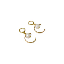 Load image into Gallery viewer, Minimalist circle and freshwater pearl hoop earrings | by Ifemi Jewels
