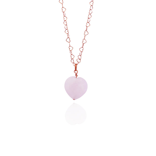 Rose Quartz Rose Gold Vermeil Necklace, Heart Shaped Necklace, Bloom Collection | by nlanlaVictory