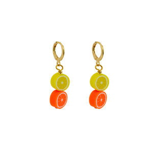 Lemon Yellow Orange huggie earrings | by Ifemi Jewels
