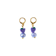 Load image into Gallery viewer, Purple freshwater pearl with grapes huggie earrings | by Ifemi Jewels
