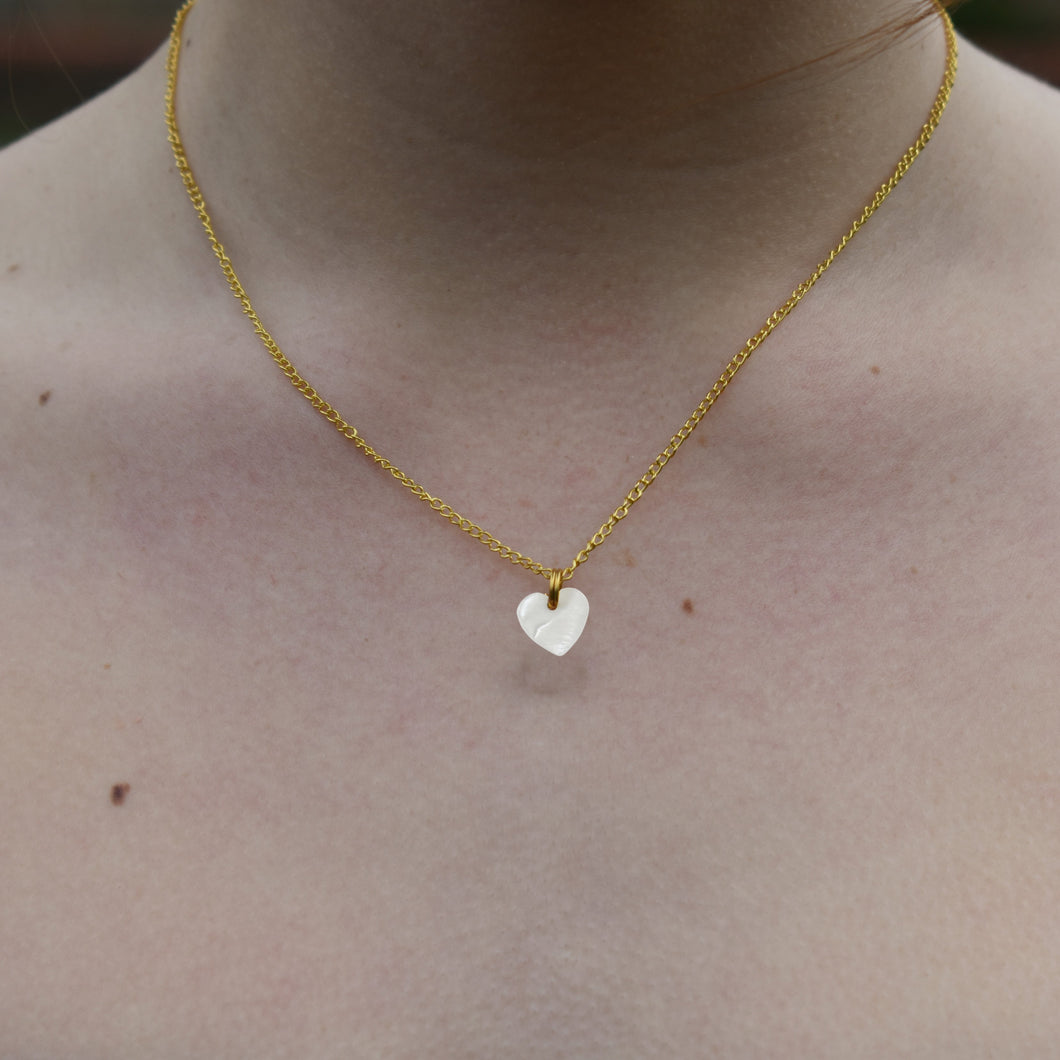 Minimalist white shell heart pendant necklace | by Ifemi Jewels