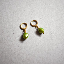 Load image into Gallery viewer, Green freshwater pearl earrings | by Ifemi Jewels
