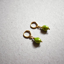 Load image into Gallery viewer, Green freshwater pearl earrings | by Ifemi Jewels
