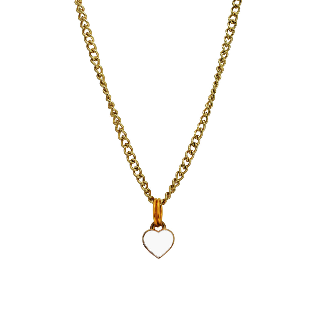 White heart enamel minimalist huggie necklace | by Ifemi Jewels