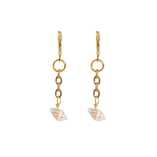 Shell Drop Huggie Earrings | by Ifemi Jewels