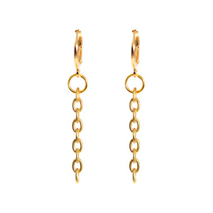 Minimalist Long Chain Huggie Drop Earrings | by Ifemi Jewels