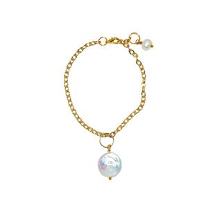 Pearl adjustable bracelet or anklet on gold plated chain | by Ifemi Jewels