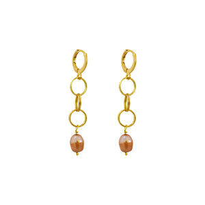 Pink freshwater pearl drop earrings | by Ifemi Jewels