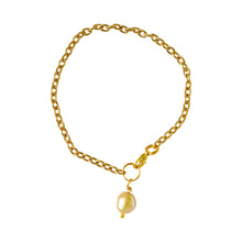 Load image into Gallery viewer, Gold freshwater pearl adjustable bracelet or anklet on gold plated chain | by Ifemi Jewels
