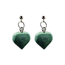 Load image into Gallery viewer, Chrysoprase Jade Stud Earrings, Chrysoprase Earrings, Jade Earrings, Heart Stud Earrings | by nlanlaVictory
