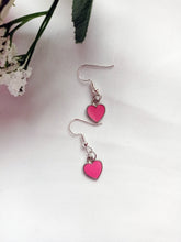 Load image into Gallery viewer, Rose Pink Hearts Earrings, Playing Cards inspired Queen of Hearts | by lovedbynlanla
