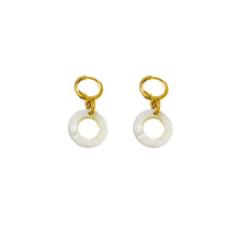 Load image into Gallery viewer, Circle Shell Huggie Minimalist Earrings | by Ifemi Jewels
