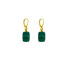 Load image into Gallery viewer, Malachite and Yellow Gold Vermeil Earrings, Gemstone Earrings, Bloom Collection | by nlanlaVictory
