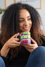 Load image into Gallery viewer, Livin&#39; Colourful Ceramin Mug, Colorful Ceramic Coffee Cup for Home or Office, Vibrant Tile Print Mug  | by Victory In Wellness
