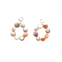 Load image into Gallery viewer, Pastel Pink freshwater pearl hoop earrings | by Ifemi Jewels
