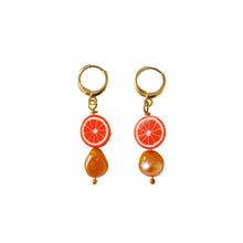 Load image into Gallery viewer, Oranges and orange freshwater pearl earrings | by Ifemi Jewels
