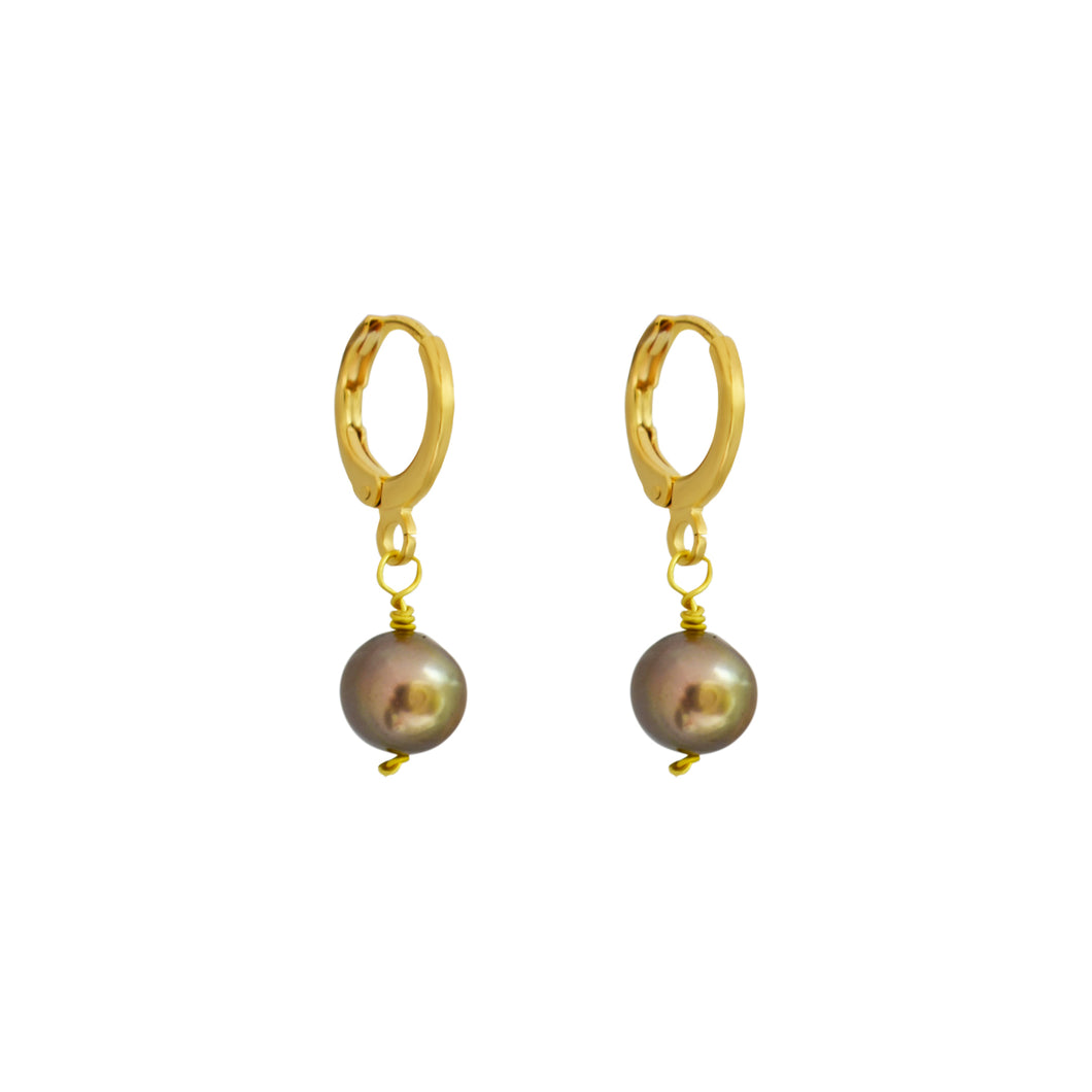 Silver Freshwater Single Pearl Huggie Earrings | by Ifemi Jewels