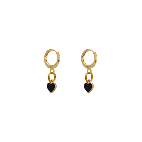 Black heart enamel minimalist huggie earrings | by Ifemi Jewels
