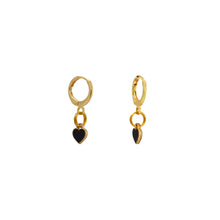 Load image into Gallery viewer, Black heart enamel minimalist huggie earrings | by Ifemi Jewels
