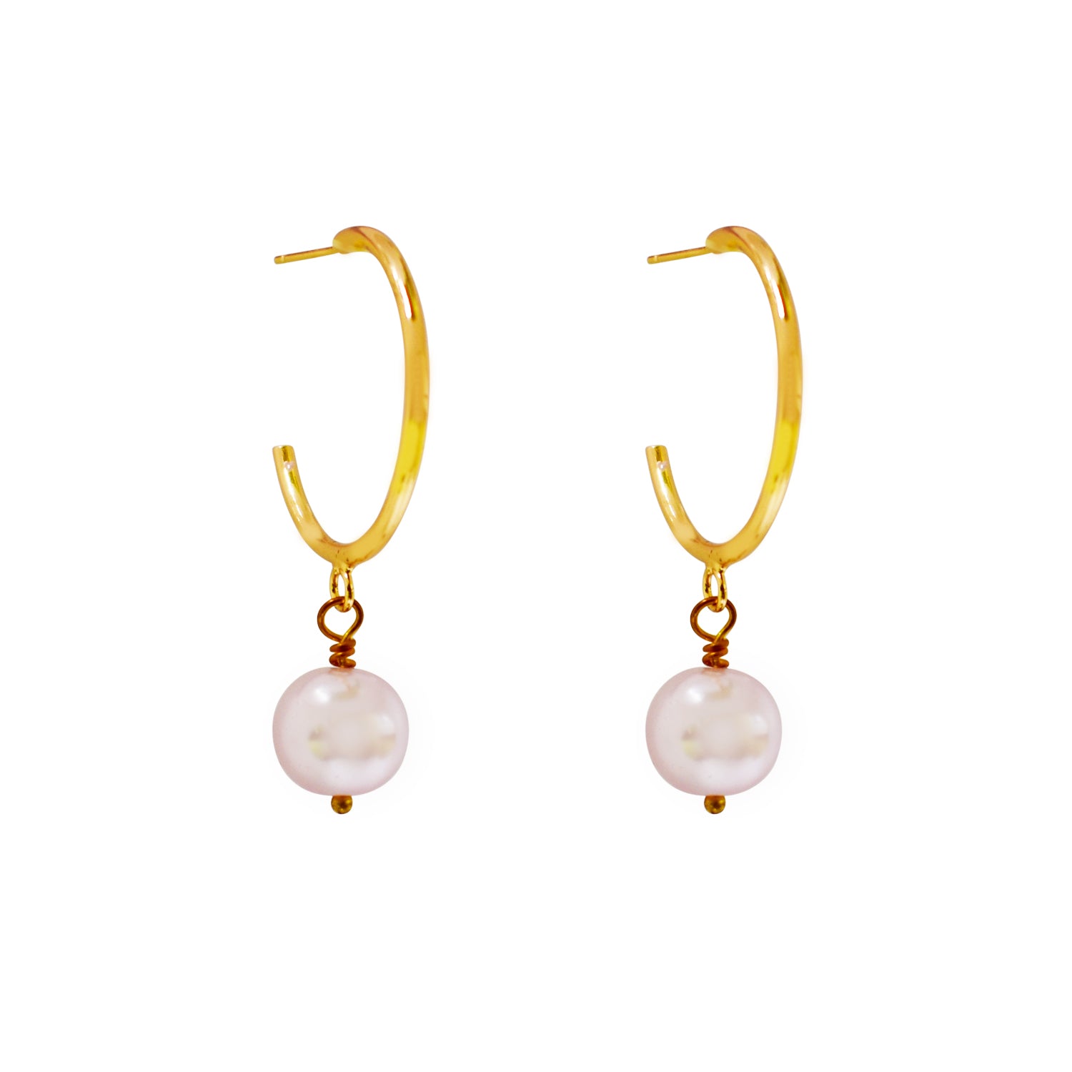 Gold Tone Faux Pearl Heart Hoop Earrings - TK Maxx UK