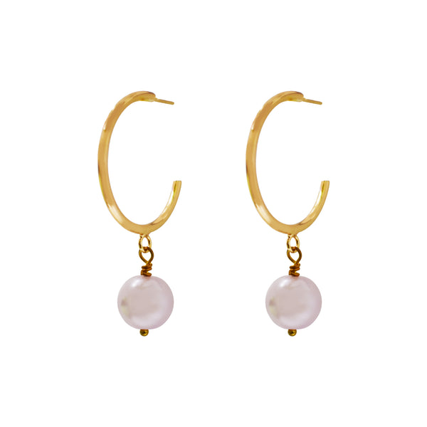 Pink Pearl Hoop Earrings, Faux Pearl Hoop Earrings, Pink Pearl Statement Earrings | by lovedbynlanla