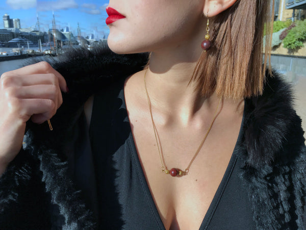 Jasper Gold Vermeil Earrings, Red Jasper Earrings, Gemstone Drop Earrings | by nlanlaVictory