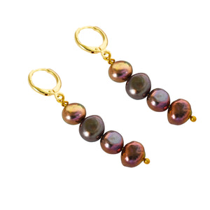 Brown purple potato pearl earrings | by Ifemi Jewels