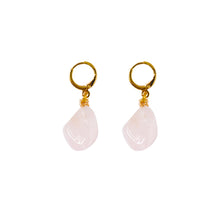 Load image into Gallery viewer, Rose Quartz Gemstone Huggie Earrings | by Ifemi Jewels
