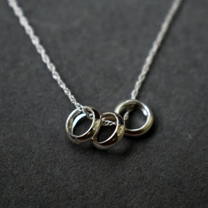 Triple unity sterling silver necklace