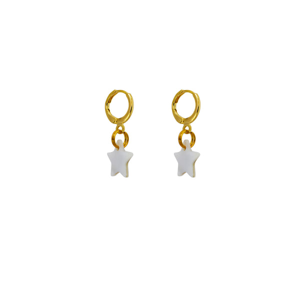 Mother of Pearl Star Huggie Earrings | by Ifemi Jewels