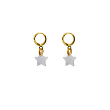 Load image into Gallery viewer, Mother of Pearl Star Huggie Earrings | by Ifemi Jewels
