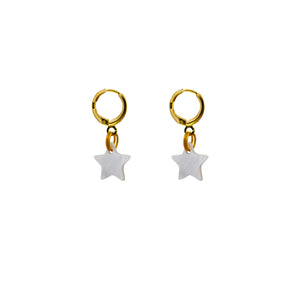 Mother of Pearl Star Huggie Earrings | by Ifemi Jewels