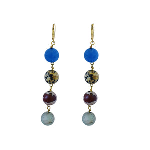Blue Aventurine, Dalmatian Jasper, Mookaite and Sesame Jasper Yellow gold vermeil or 18k gold earrings | by nlanlaVictory
