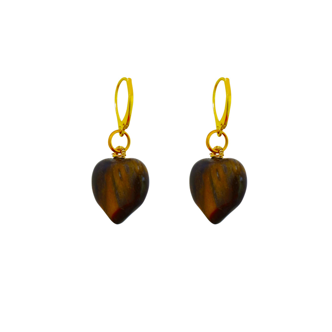 Tiger Eye Yellow gold earrings, Bold and Beautiful Statement Jewelry, Bloom Collection | by nlanlaVictory